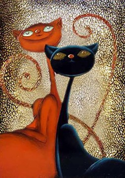 cat cats Painting - Decor cats original abstract